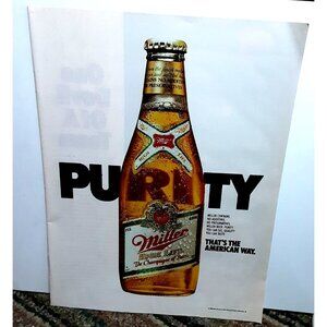 1986 Miller High Life Beer Purity The American Way Original Print Ad